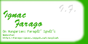 ignac farago business card